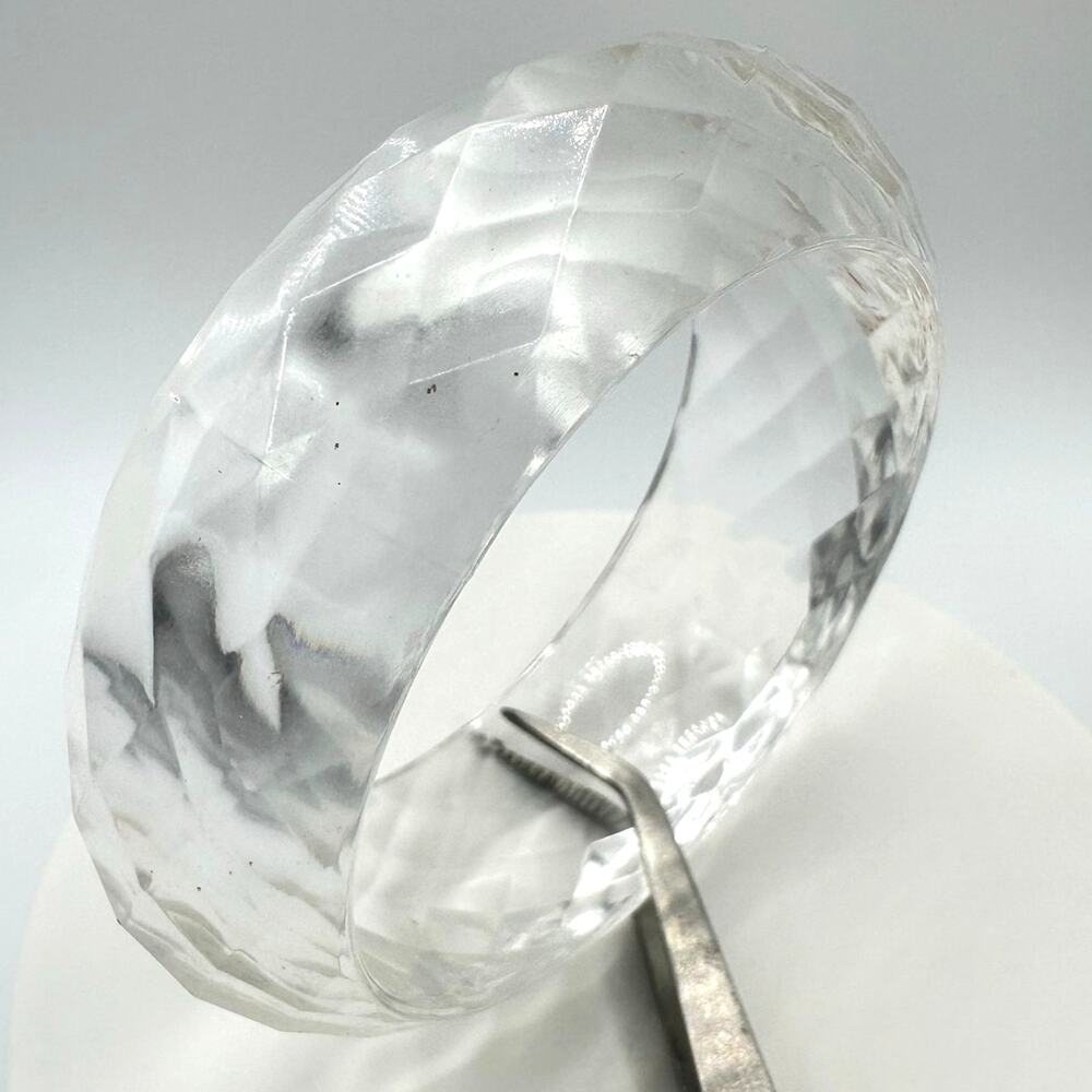 1940s vintage retro clear faceted lucite statement chunky bangle bracelet